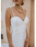 Spaghetti Straps Ivory Satin Open Back Classic Wedding Dress